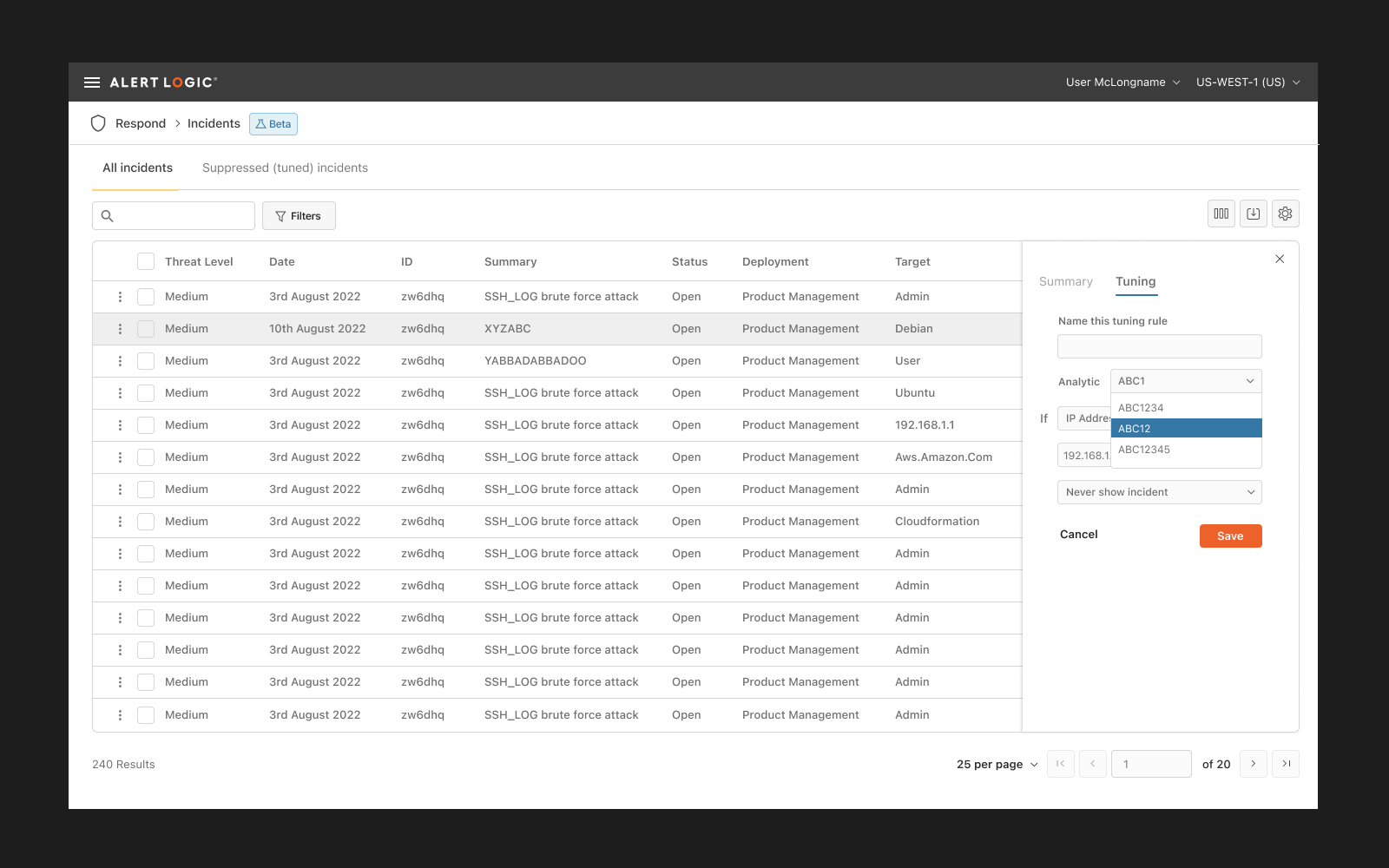 Alert Logic / Fortra project screenshots